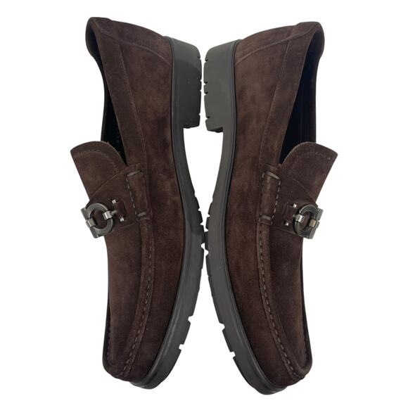 Salvatore Ferragamo Master Gancini Bit Suede Loafer Brown Size 10EE/ US 11 - Picture 9 of 15